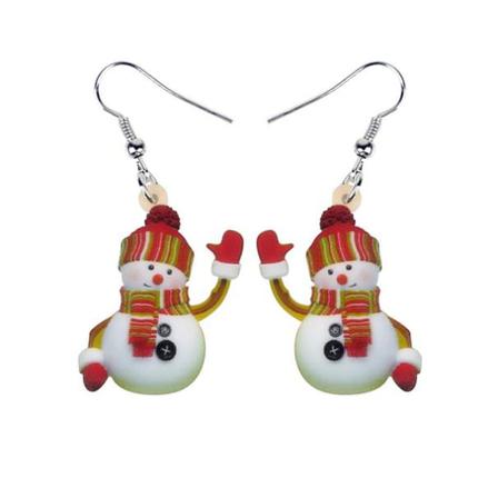 Örhängen Snögubbe Vinter Jul Snowman Halsduk Mössa Multifärg