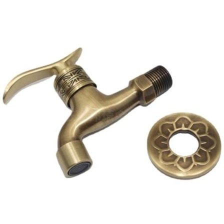 Universal Messingkran Rustikk Messinghåndtak Vaskerom Bad Veggmontert Vaskemaskin Kran Utendørs Hage Singel