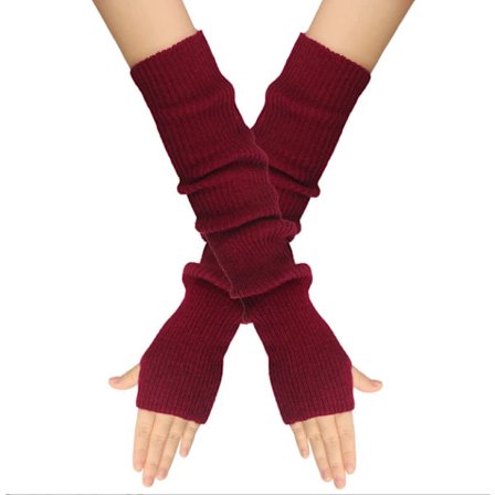 Fingerløse hansker for kvinner med håndleddsvarmere, varme strikkede lange ermer for vinteren.