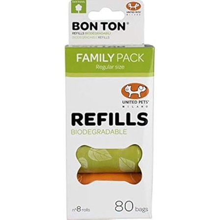 UNITED PETS Refill för Bon Ton vanliga, biologiskt nedbrytbara påsar för hundar