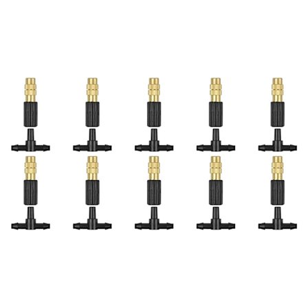 Kobbertåkemunnstykke med 1/4'' plast T-kopling 10/20 stk vanningssprinkler Rustsikker kjøledyse Slitesterk