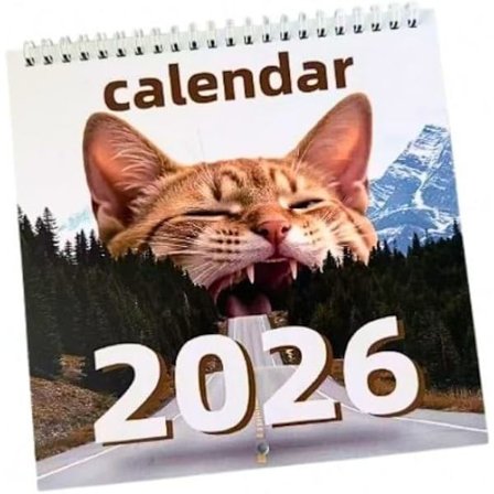 2026 Kattekalender – Sød Kat Vægkalender 2026, 12-Måneders Januar 2026–December 2026 Planlægger, Sjov Katte-tema Kalender, Spiralbundet Ophæng