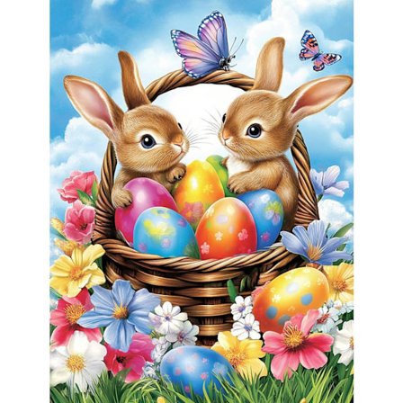 Påskehare Diamantmaleri Kunstsæt til Begyndere, 5D Fuld Bor Rund Maleri med Diamanter Billeder, Ædelstens Kunst Maleri DIY Håndværk Sæt Dekoration