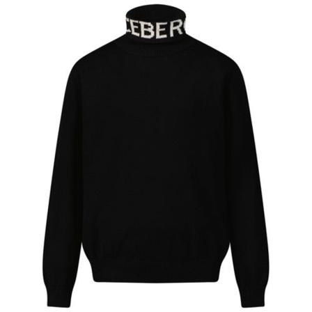 Iceberg, Turtleneck Knit Zwart, Heren, Maat:XL