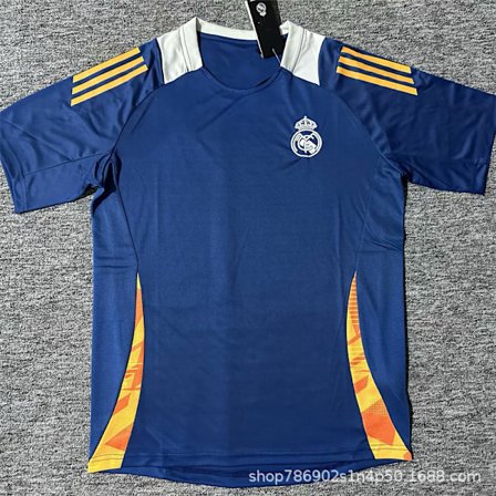 2024-2025 sesongen Real Madrid Club fotballdrakt, supporterutgave, marineblå treningsdrakt