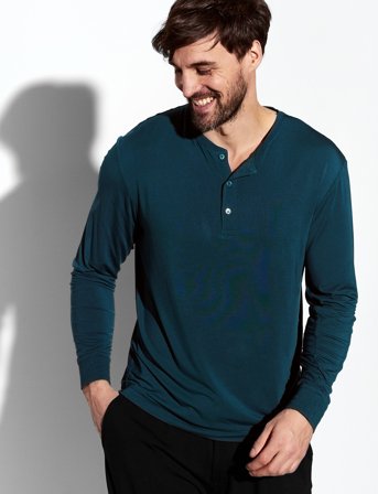 Panos Emporio Lounge Henley Cotton Bamboo - Navy - S
