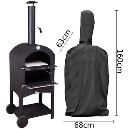 Vandtæt beskyttelsescover til havegrill, vandtæt cover til udendørs pizzaovn - Sort (68*63*160)