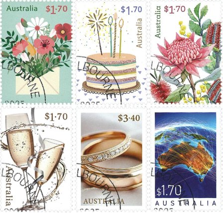 Australien - Lykønskninger - Stemplet sæt 6v
