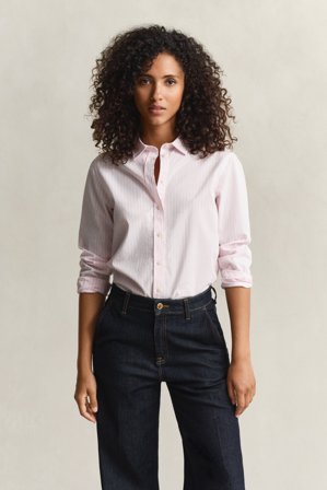 GANT Damen Regular Fit Classic Popeline Hemd mit Streifen (32) Rosa
