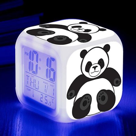 Panda Panda Alarm Clock Led Colorful Color Changing Square Clock Student Gift Creative Alarm Clock-style 15