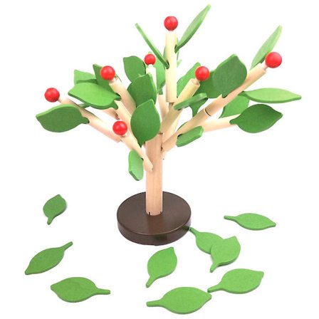 1 Set Kreativa Trädblock med Löv Livsliknande 3D Byggsats DIY Handcraft Leksak Tidig Pedagogisk Leksak (Grön)