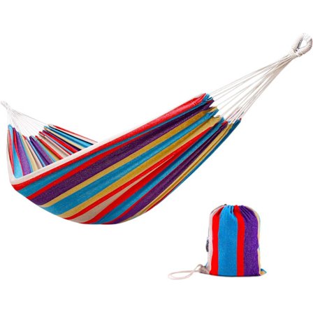 10ft Dubbel Hängmatta med Bomullstyg Resa Camping Hängmatta för 2 Personer, Vikter Upp till 450 lbs