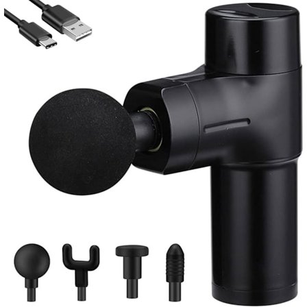 Mini massagepistol - Kraftig dybdevævs-massagepistol bærbar elektrisk perkussionsmuskelmassagepistol kompakt rejsefascia håndholdt massagepistol med 4