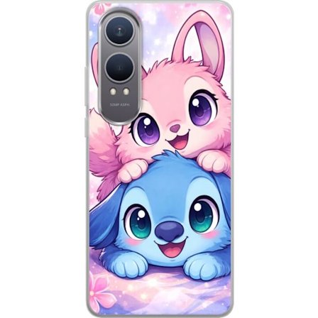 Kompatibel Mobilcover til OnePlus OnePlus Nord CE4 Lite Sød kawaii illustration med pink og blå fantasidyr, store øjne og bløde farver perfekt til