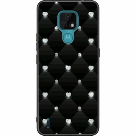 Motorola Moto E7 Svart Skal Bling Heart