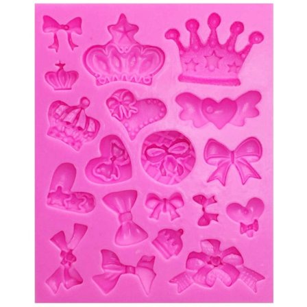 Tecknad Krona & Fluga Silikonform för Fondant Tårta Cupcake