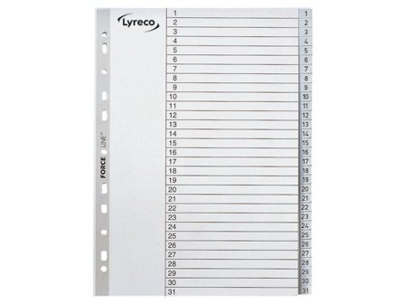 LYRECO Plastregister A4 PP-plast 1-31 grå - Lyreco - Kontorsmaterial - Pärmar och register - Plastregister - Tryckta