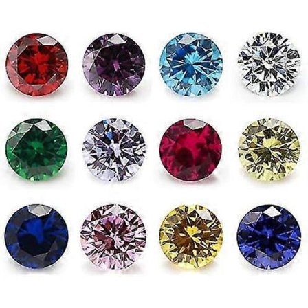 12 st 4 mm Födelsedagssten 1 st Per Färg Runda Lösa Cubic Zirconia Stenar Syntetisk Rubin 5# Syntetisk Spinel 113# (4 mm)