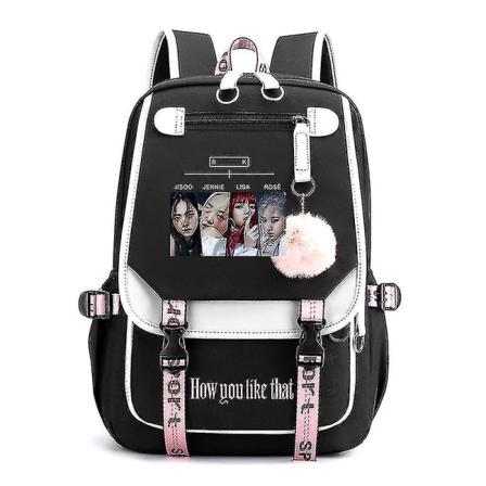 2023 Blackpink Roseanne Park Lisa Kim Ji Soo Med Starry Skulderveske Ryggsekk Koreansk Usb.[HK] black and white new girl