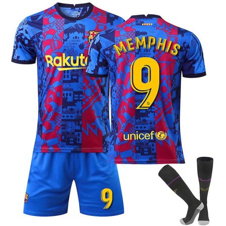 TG Barcelona Udebanefodboldtrøje Sæt Nr. 9 Memphis Depay vY M (170-175 cm)