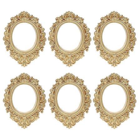 6 stk. DIY Miniature Foto Rammer Håndværk Harpiks Antik Oval Foto Rammer