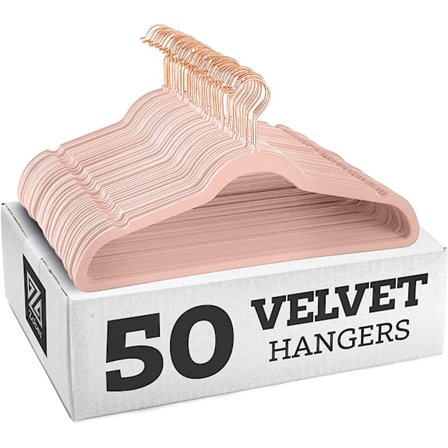 Sklisikre fløyelskleshenger (45 cm) - Rosa/roségullfarget krok