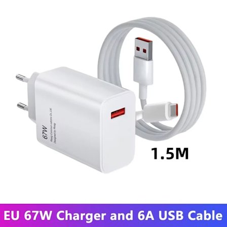 67W USB Snabbladdare Quick Charge 3.0 QC3.0 för Xiaomi 14 13 12 11 Ultra Redmi Note 12T 13 Pro Turbo POCO F5 USB Telefon