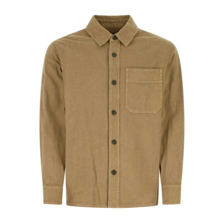 A.p.c. - Skjortor - Brun - Herr - Storlek: L, Herr, Storlek: L
