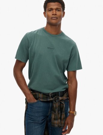 Superdry Micro Logo T Shirt - Green - XL