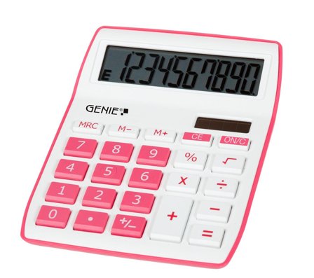 GENIE 840P 10 Digit Desktop Calculator Pink - 12264
