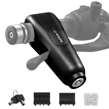 Tyverisikring Bremsespaklås + Universell Alarmlås for Motorsykkel, Scooter, Sykkel, Svart med 2 Nøkler