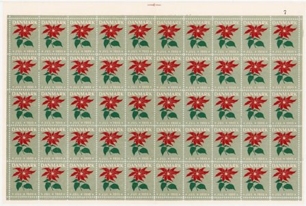 Danmark - julmärkeark 1950 - Ufoldet
