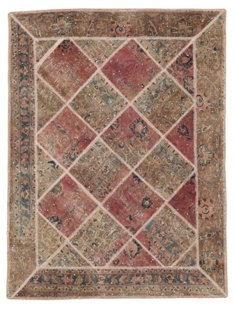 Patchwork Teppich Handgeknüpft 140X184 Braun/Dunkelrot Persien/Iran