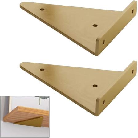 2 stk flytende metalltrekant hyllebrakett, skjult blindvegg hyllebrakett, soverom stue bad DIY dekorasjonsbrakett, 17x13cm/6.7x