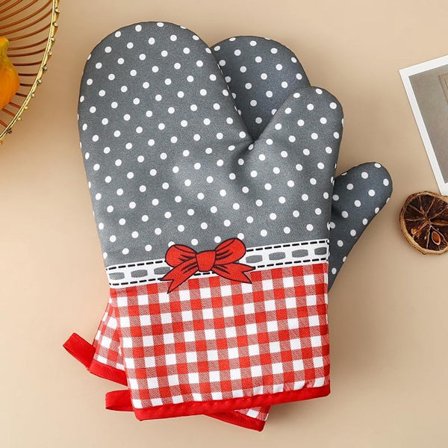 ING 1 Par Bomulds Grydelapper, Grillhandsker Skridsikre Grydelapper, Camping Grydelapper Mikrobølgeovnshandsker, Varmebestandige Handsker BBQ Handsker