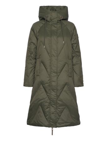 Zola Down Jacket Topattu Pitkä Takki Green MOS MOSH