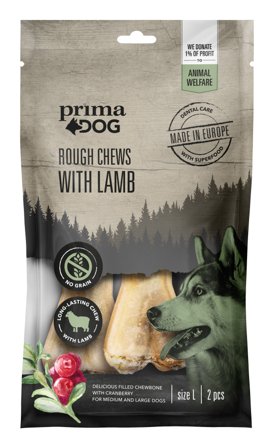 PrimaDog Prima Dog Rough Chews Lamb/Cranberry puruluu lammas/karpalo, 13,5 cm, 2 kpl