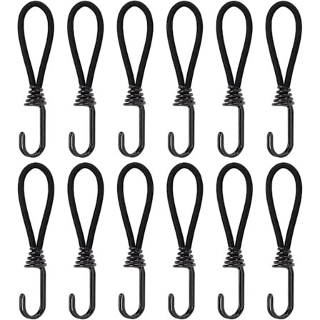 Gummistropper med kroge, 15 cm elastisk gummireb med fastgørelser til lysthuse, presenning, camping, telte, gardiner, forlængersele, 12 stk.