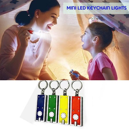4 st (gul, blå, orange, grön) Mini LED-nyckelringsficklampa
