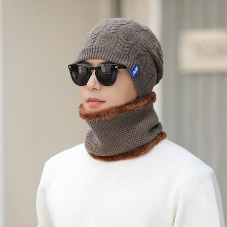 Strikket hue hue tørklæde 5 5