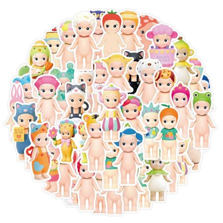 60 stk. Tegneseriesticker Sterkt Lim Sonny Angel Graffiti Sticker for Vannkopp Koffert Laptop Dekor-Perfet