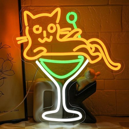 Kissan neonkyltti Kissan LED-seinävalo Keltainen eläin neonvalot baariin Himmennettävä cocktail LED-neonmerkit keittiöön, kodin sisustukseen