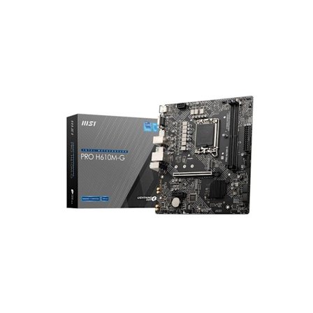 Hovedkort MSI Intel H610 (LGA1700, Micro-ATX, minne DDR5, minnespor 2, 1xPCI-Express 1x, 1xPCI-Express 16x, 1xM.2)