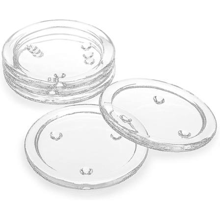 5-pakning 10 cm runde glasslysunderlag, gjennomsiktig glassbrikkesett, lysestakeholderstativ for stearinlys