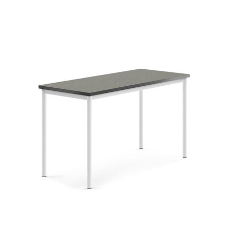 Desk SONITUS, 1400x600x760 mm, dark grey linoleum, white