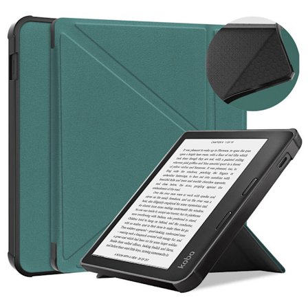 Etui til Kobo Libra 2 (Model: N418), med Origami Stand & Auto Væk/Sov (Grøn)