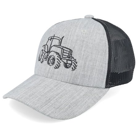 Kinder Kiddo Cap - Grau trucker Cap - Kinder Tractor Outline Heather Grey/Black Trucker @ Hatstore