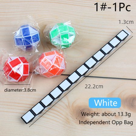 1. 3D magisk kube, pedagogisk magisk slange-linjal, Rubik-kube, hvit 1# Hvit