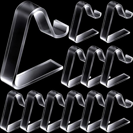 Gennemsigtige klare dugeklemmer, plastik dugholdere til jul, hjem, bryllup, fest, indendørs, udendørs picnic (12 stk.)