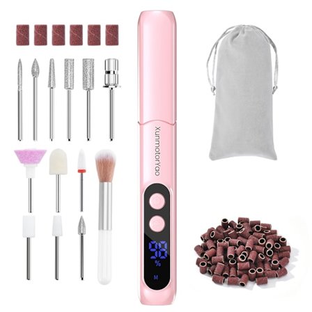 Oppladbar Elektrisk Neglefilmaskin, Trådløs Profesjonell Neglefil med LED-display for Akryl Gel Dip Powder Negler, Efile P